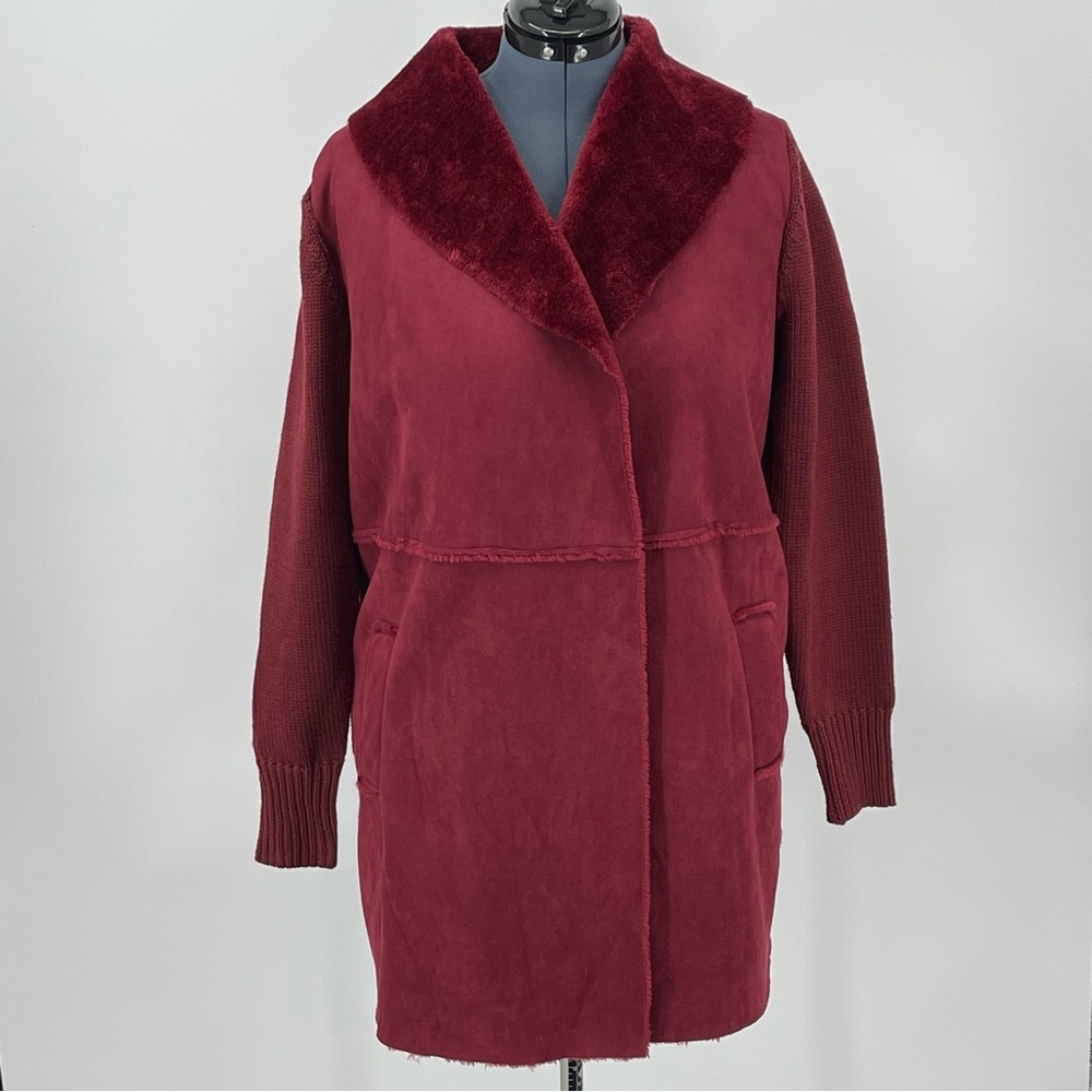 SLINKY BRAND WOMENS LONG CARDIGAN SIZE Xl , WINE COLOR